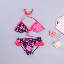 Load image into Gallery viewer, Child Girls Ruffle Flamingo Two Swimwear