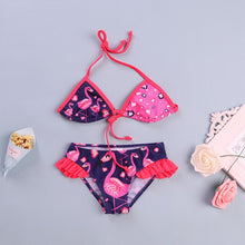 Load image into Gallery viewer, Child Girls Ruffle Flamingo Two Swimwear
